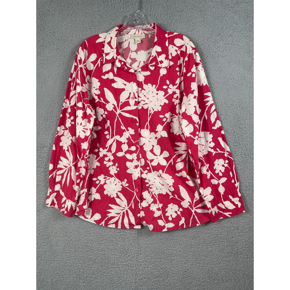 Appleseed Women's Pink & White Floral Button Down Shirt Size L